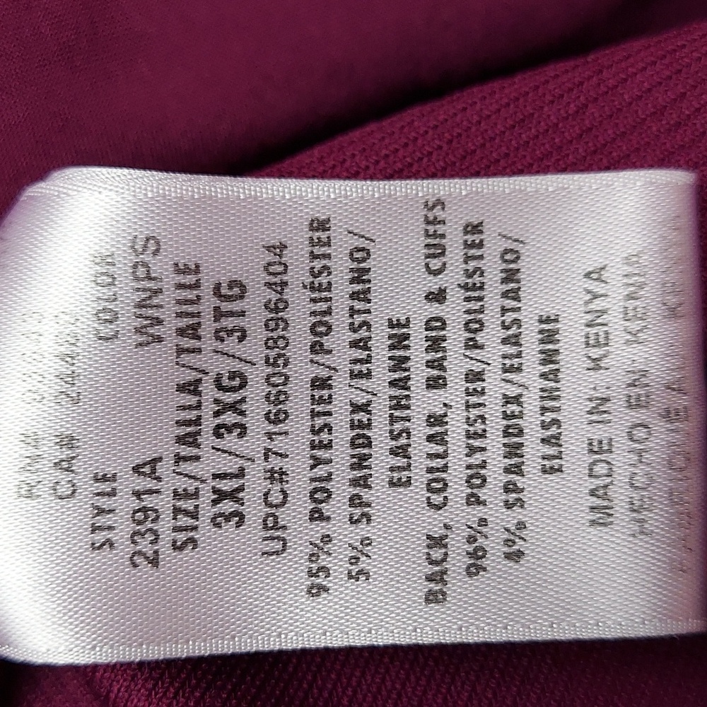 * Cherokee Infinity Soft Stretchy Wine, Zip-Up Jacket 2 Pockets Size 3X Like New - Picture 8 of 12